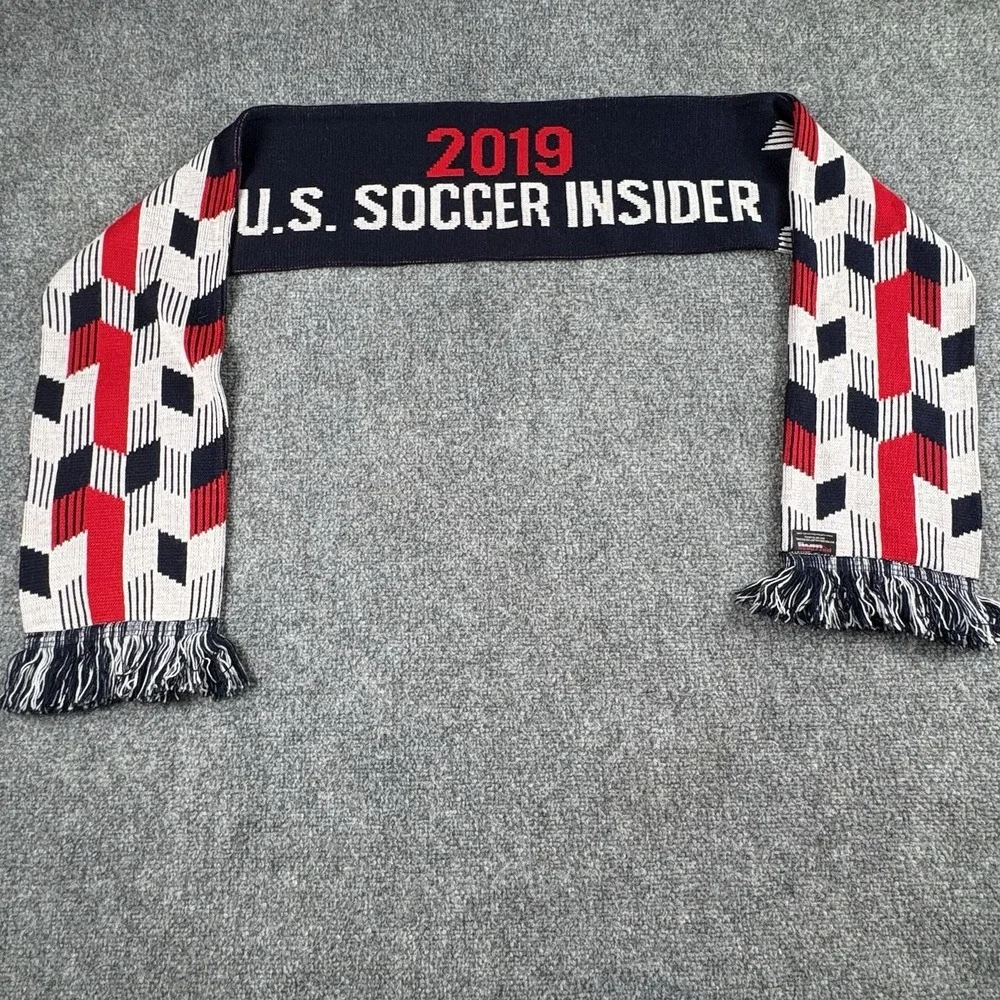U.S. Soccer Insider Scarf 2019 USA Soccer Knit Fringe Red White Blue Fan Gear